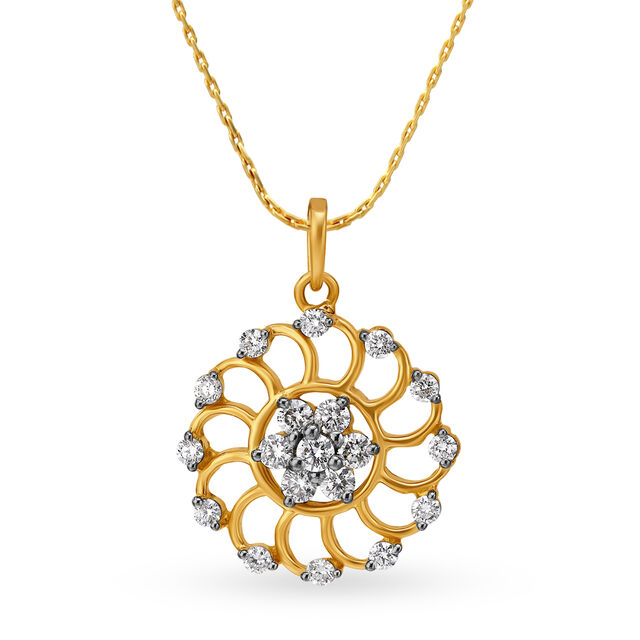 Exquisite Floral Round Diamond Pendant,,hi-res 