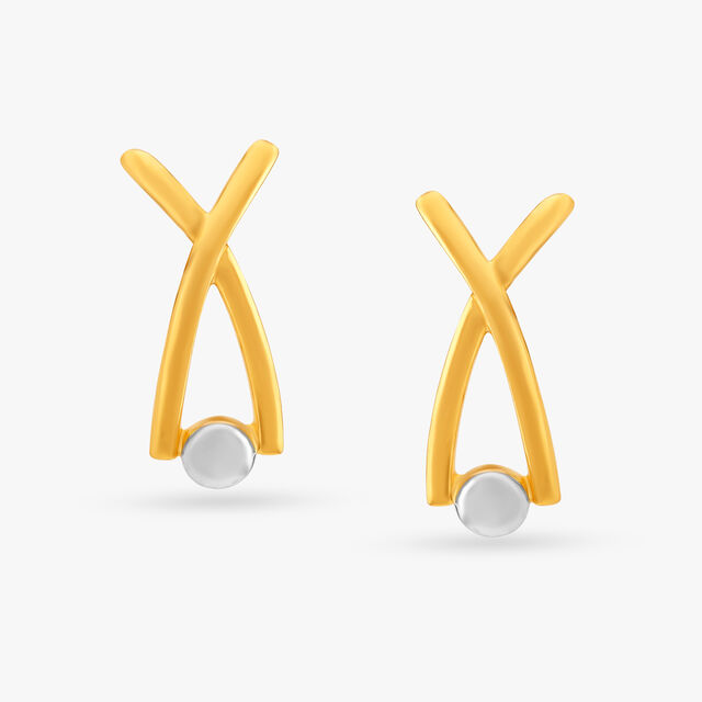 Flawless Cross Shaped Gold Stud Earrings,,hi-res 