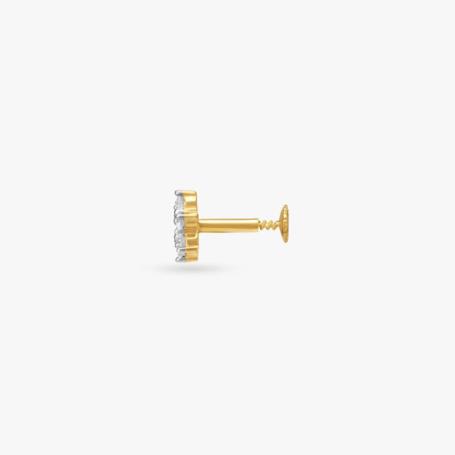 Majestic Floral Gold and Diamond Nose Pin