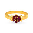 Minimalistic 18 Karat Gold And Ruby Floral Ring,,hi-res 2