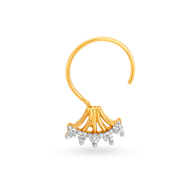 Royal Crown Gold and Diamond Nose Pin