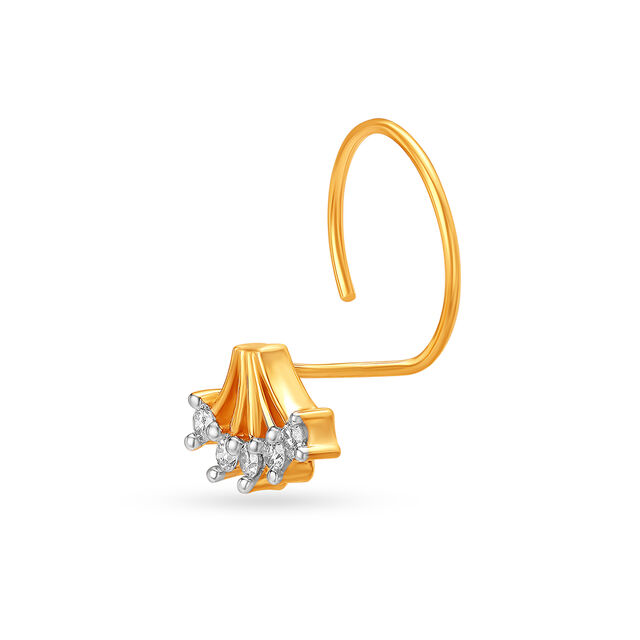 Royal Crown Gold and Diamond Nose Pin
