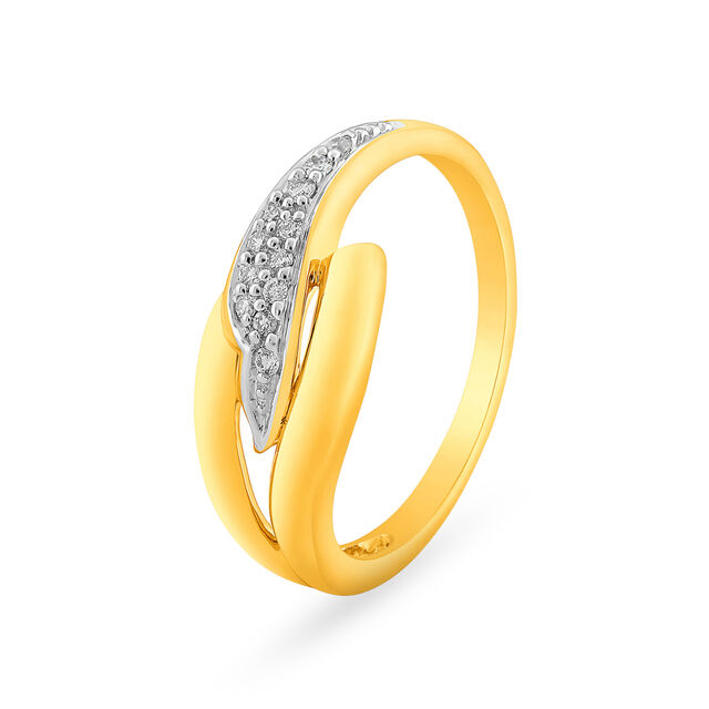 Elegant 18 Karat Gold Motif Ring With Diamond Studs,,hi-res 