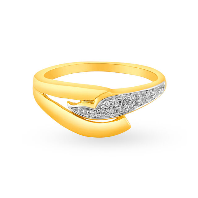Elegant 18 Karat Gold Motif Ring With Diamond Studs,,hi-res 2