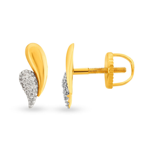 Leaf Diamond Stud Earrings