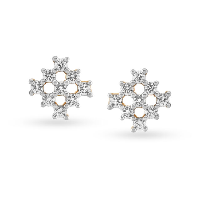 Fancy Navaratna Diamond Stud Earrings 