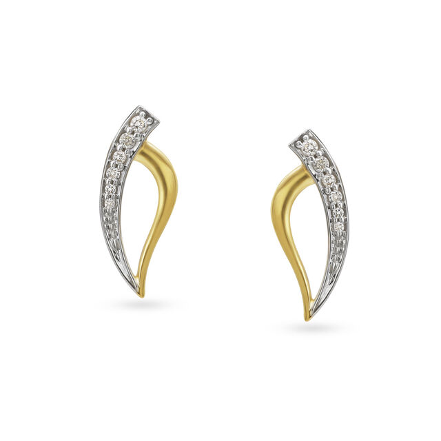 Curved Diamond Stud Earrings 