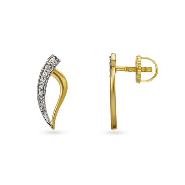 Curved Diamond Stud Earrings 2