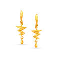 Sophisticated Yellow Gold Thunderbolt Hoop Earrings 