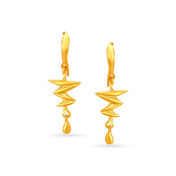 Sophisticated Yellow Gold Thunderbolt Hoop Earrings