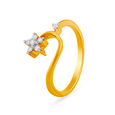 Shining 18 Karat Yellow Gold And Diamond Floral Ring,,hi-res 