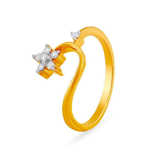 Shining 18 Karat Yellow Gold And Diamond Floral Ring,,hi-res 