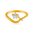 Shining 18 Karat Yellow Gold And Diamond Floral Ring,,hi-res 2