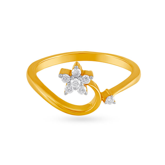 Shining 18 Karat Yellow Gold And Diamond Floral Ring,,hi-res 2