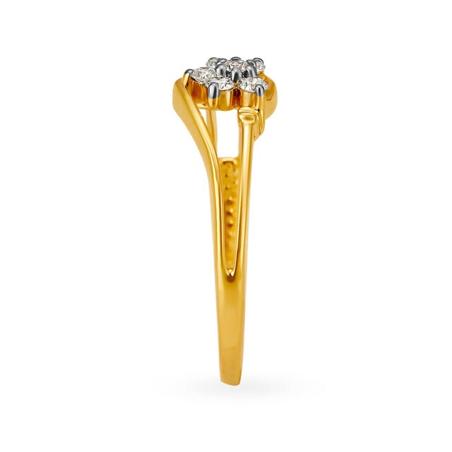 Opulent 18 Karat Gold And Diamond Floral Pattern Finger Ring,,hi-res 3