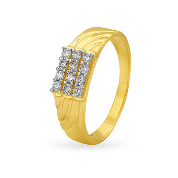 Classy 18 Karat Textured Gold Ring For Men