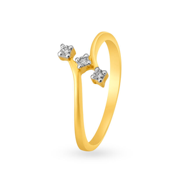 Attractive 18 Karat Yellow Gold And Diamond Dot Pattern Finger Ring,,hi-res 