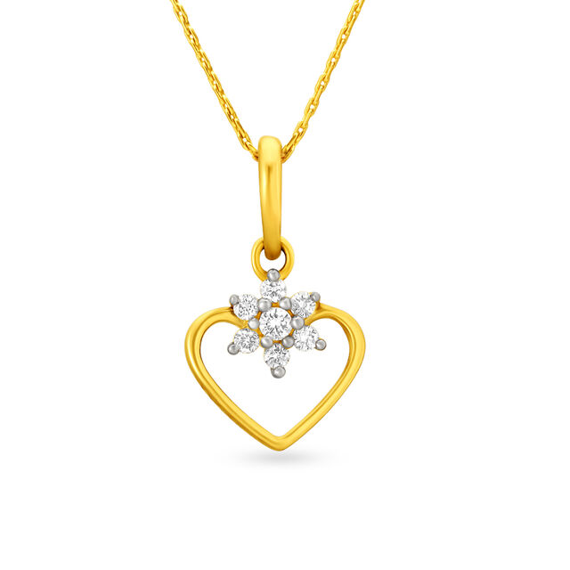 Romantic 18 Karat Yellow Gold And Diamond Heart Pendant