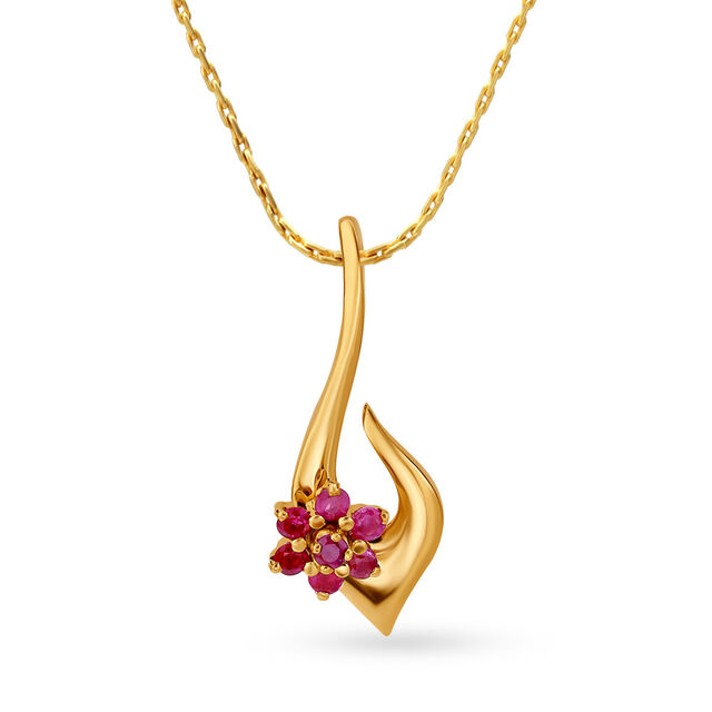 Timeless 18 Karat Yellow Gold Floral Pendant,,hi-res