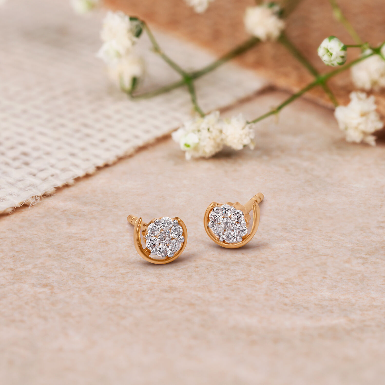 Gold studs with stones sale