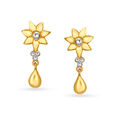 Radiant Yellow Gold Flower Drop Earrings 