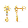 Radiant Yellow Gold Flower Drop Earrings 2