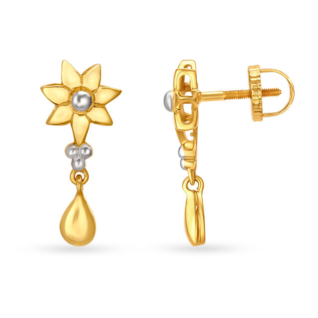 Radiant Yellow Gold Flower Drop Earrings 2