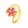 Enticing 18 Karat Yellow Gold Flower Design Finger Ring,,hi-res 