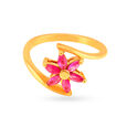 Enticing 18 Karat Yellow Gold Flower Design Finger Ring,,hi-res 2