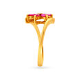 Enticing 18 Karat Yellow Gold Flower Design Finger Ring,,hi-res 3