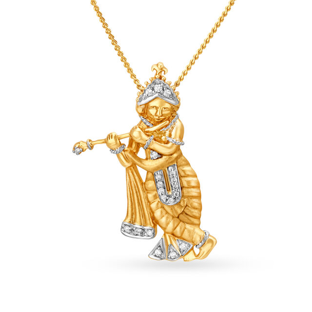 Auspicious 18 Karat Yellow Gold And Diamond Deity Pendant 
