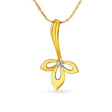 Versatile Contemporary Leaf Gold Diamond Pendant