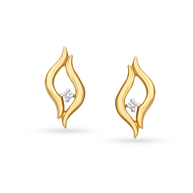 Subtle Gold and Diamond Single Stone Stud Earrings