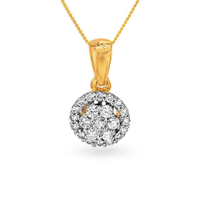 Brilliant 18 Karat Yellow Gold And Diamond Cluster Pendant,,hi-res 