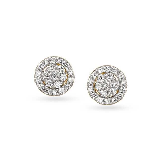 Stately Diamond and Gold Stud Earrings 