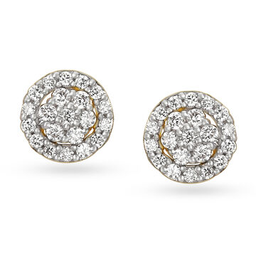 Floral Solitaire Diamond Stud Earrings