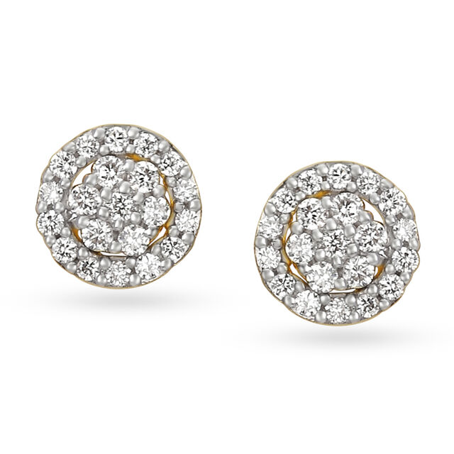 Floral Solitaire Diamond Stud Earrings,,hi-res 