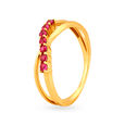 Alluring 18 Karat Gold And Ruby Entwined Ring 