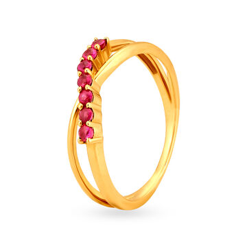 Alluring 18 Karat Gold And Ruby Entwined Ring