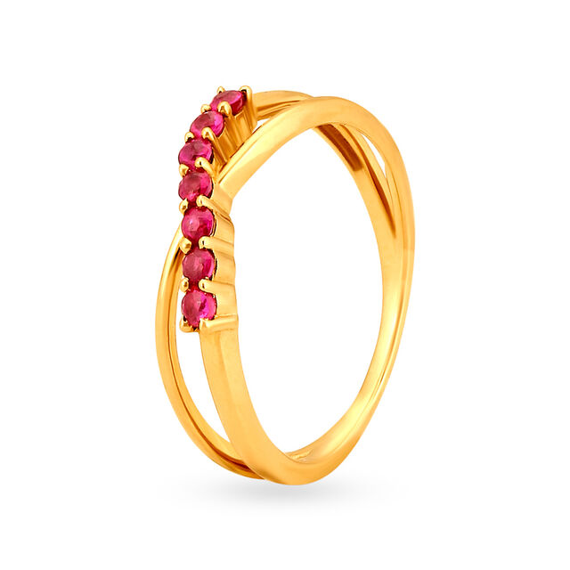 Alluring 18 Karat Gold And Ruby Entwined Ring 