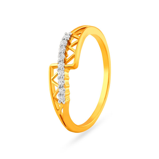 Artistic 18 Karat Yellow Gold And Diamond Finger Ring,,hi-res 
