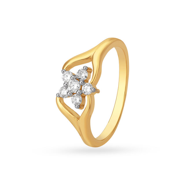 Beautiful 18 Karat Rose Gold And Diamond Floral Ring 