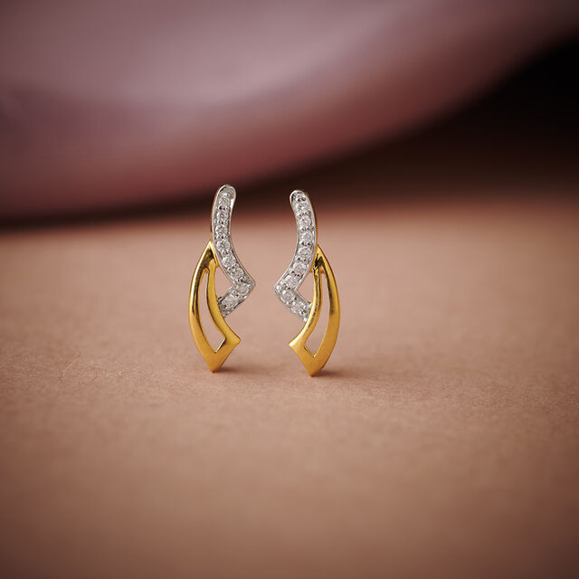Dainty Gold Fancy Diamond Stud Earrings 