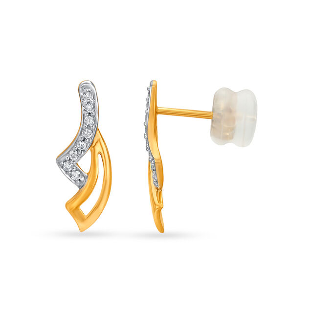 Dainty Gold Fancy Diamond Stud Earrings 4