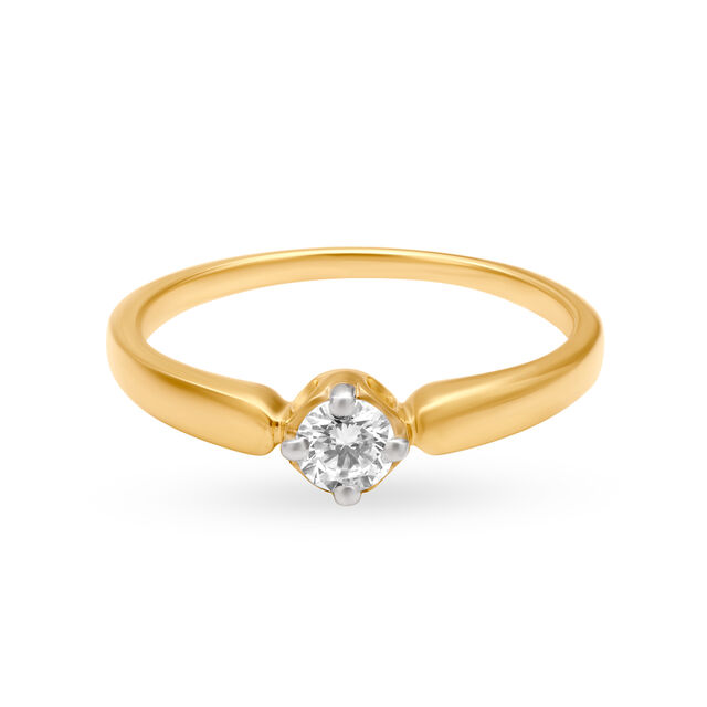 Shining 18 Karat Yellow Gold And Diamond Finger Ring,,hi-res 2