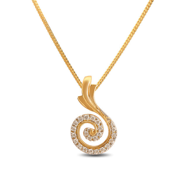 Conch Pattern Multi Stone Diamond and Gold Pendant,,hi-res