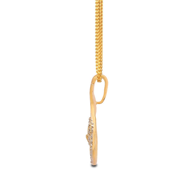 Conch Pattern Multi Stone Diamond and Gold Pendant,,hi-res