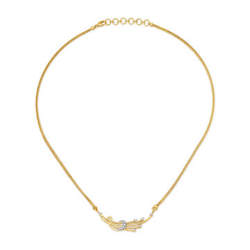 Bold Feather Diamond and Gold Necklace