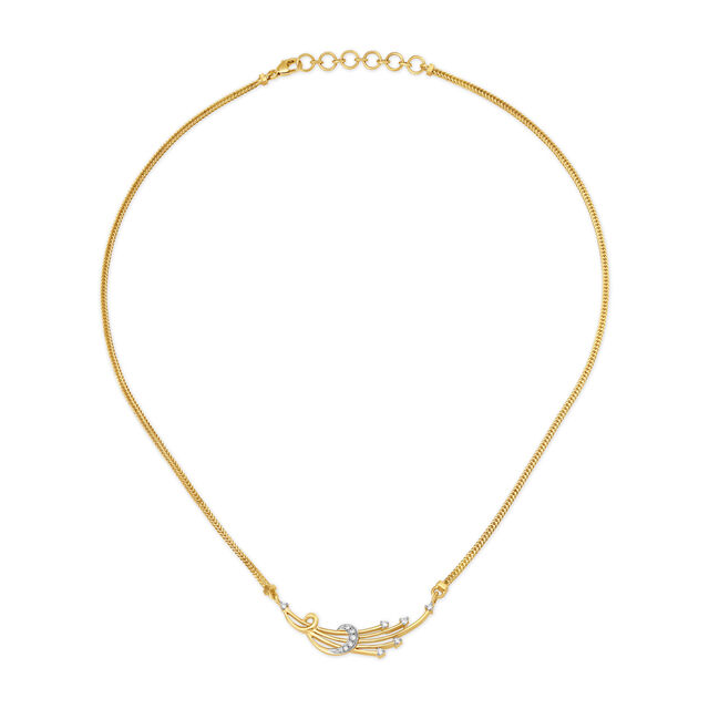 Bold Feather Diamond and Gold Necklace 