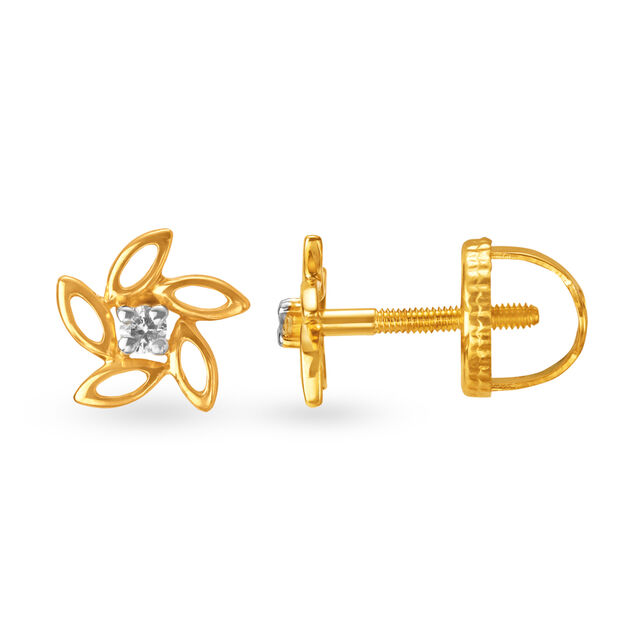 Resplendent Floral Diamond and Gold Stud Earrings,,hi-res 2